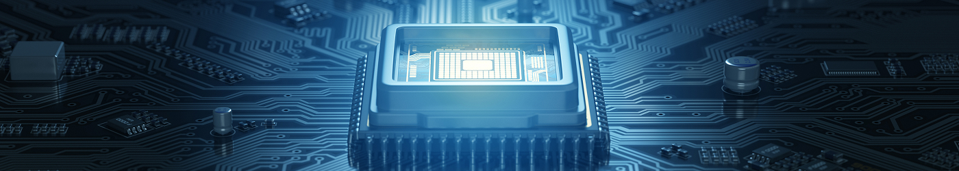 반도체 설계 프로세스를 상징하는 칩과 회로 기판 이미지